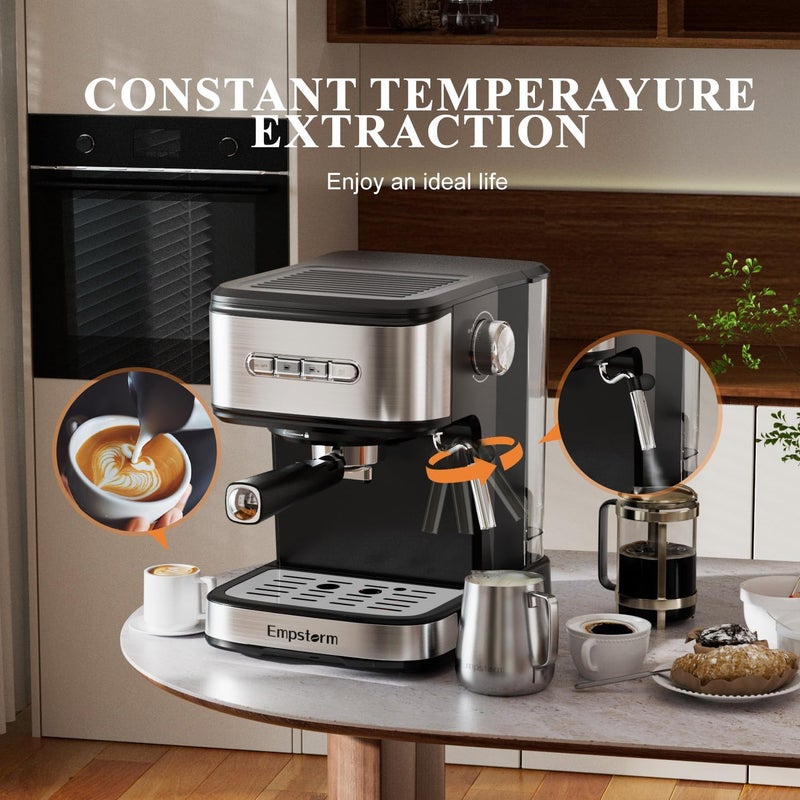 Empstorm 20 Bar Espresso Machine, Cappuccino Machines with Milk Frother Steam Wand, Latte Machine for Home&Barista, Automatic Shut-off Function - Image 5